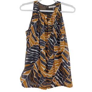 Trina Turk Bella Printed Silk Sleeveless Blouse Women's S Abstract Chiffon Artsy
